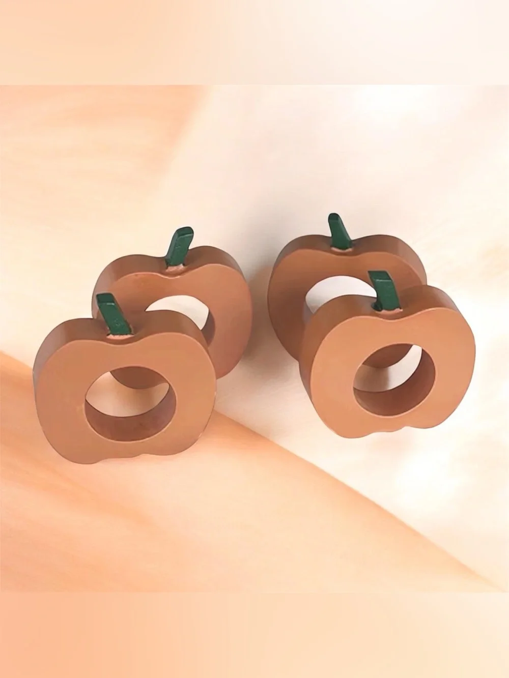 Nantucket Home Fall Pumpkin Wooden Napkin Rings Set of 4  Thanksgiving Decor NIB